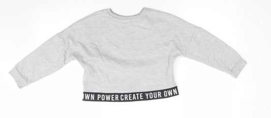 George Girls Grey  Polyester Pullover Sweatshirt Size 6-7 Years   - Create your own power