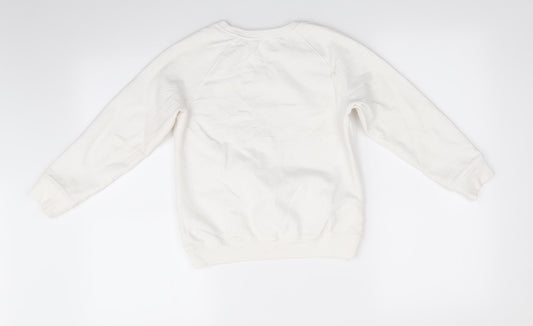 NEXT Girls Ivory Animal Print Cotton Pullover Sweatshirt Size 10 Years - Unicorn Sparkly and Amazing