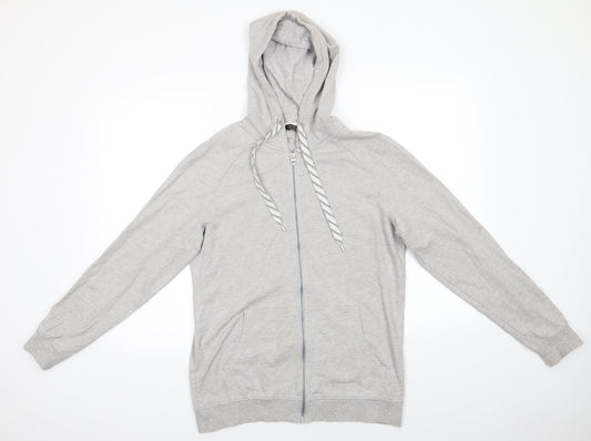 Avenue Mens Grey  Cotton Full Zip Hoodie Size S