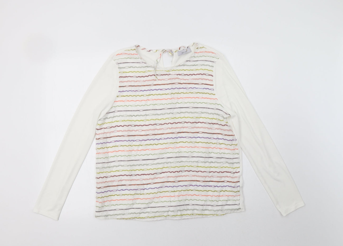 Per Una Womens White Striped Viscose Basic Blouse Size 12 Crew Neck