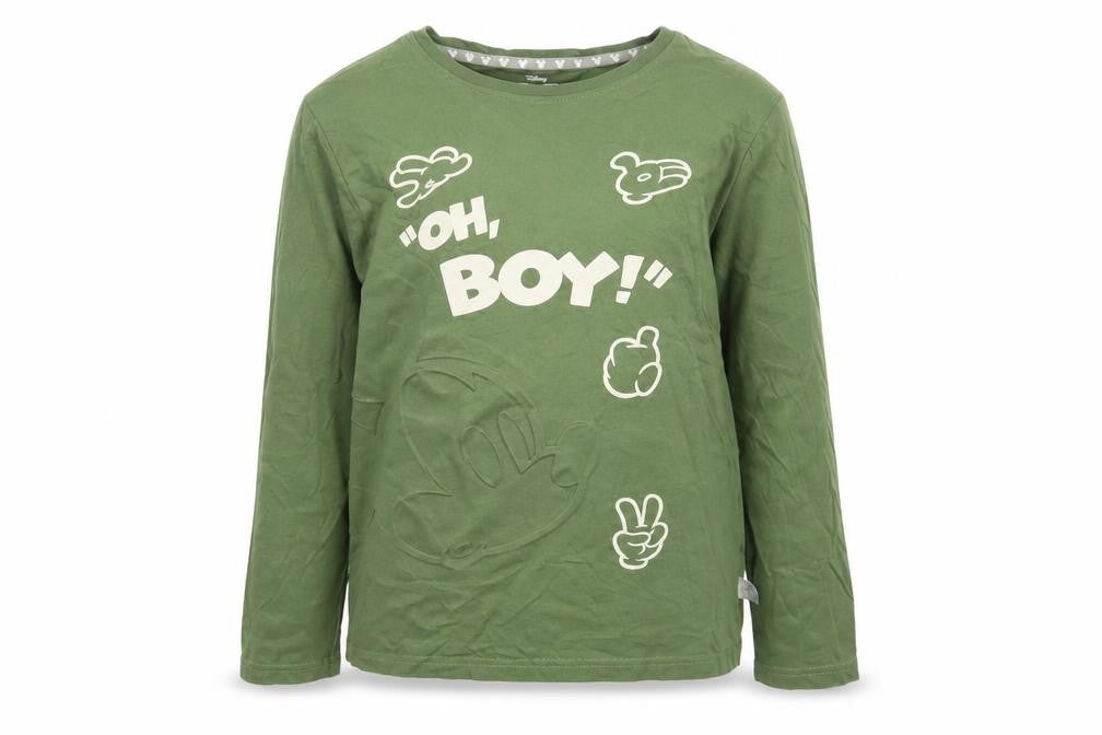 Primark Girls Green  Cotton Basic T-Shirt Size 9-10 Years Round Neck  - Micky Mouse
