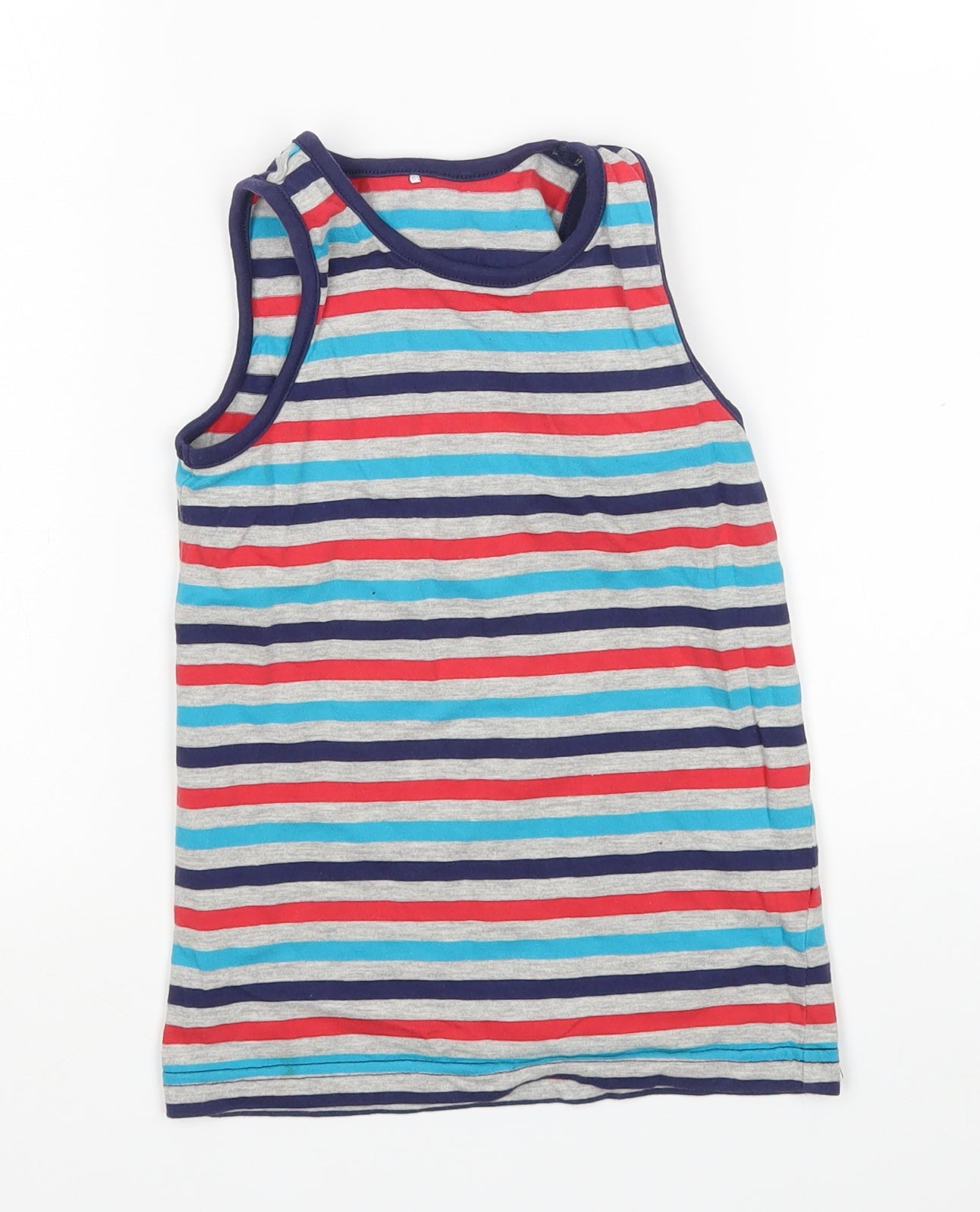 George Boys Multicoloured Striped Cotton Basic Tank Size 4-5 Years Round Neck