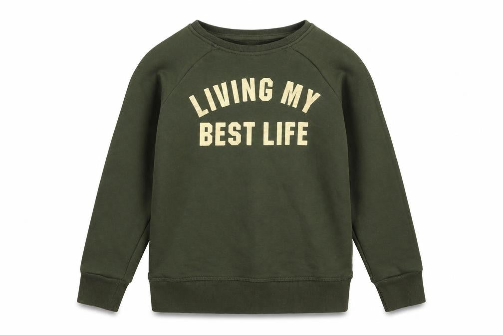 Primark Girls Green  Cotton Pullover Sweatshirt Size 10-11 Years   - LIVING MY BEST LIFE