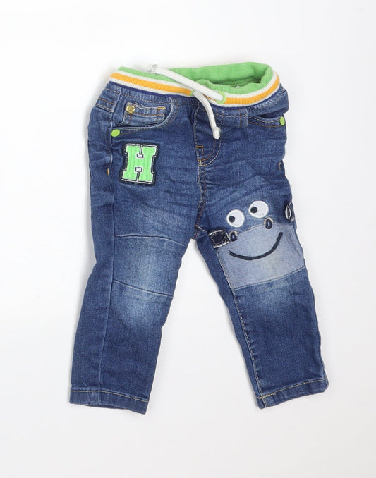 SO CUTE Boys Blue  Cotton  Jeans Size 6-9 Months   - MONKEY H