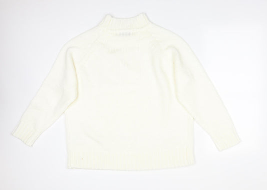 FORNARI Womens White  Acrylic Pullover Sweatshirt Size L