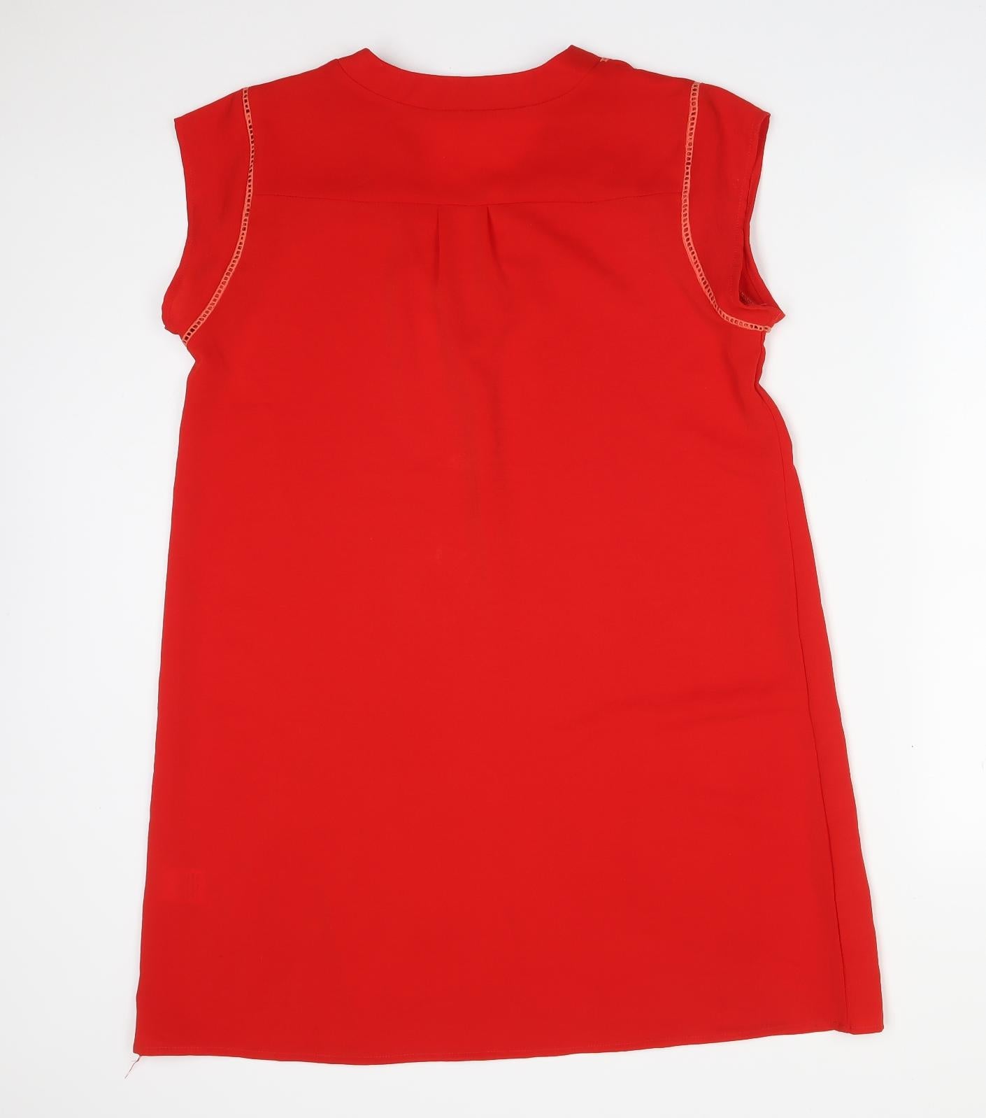 FLAMANT ROSE Womens Red  Polyester Basic T-Shirt Size M V-Neck