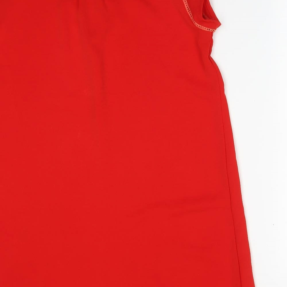 FLAMANT ROSE Womens Red  Polyester Basic T-Shirt Size M V-Neck