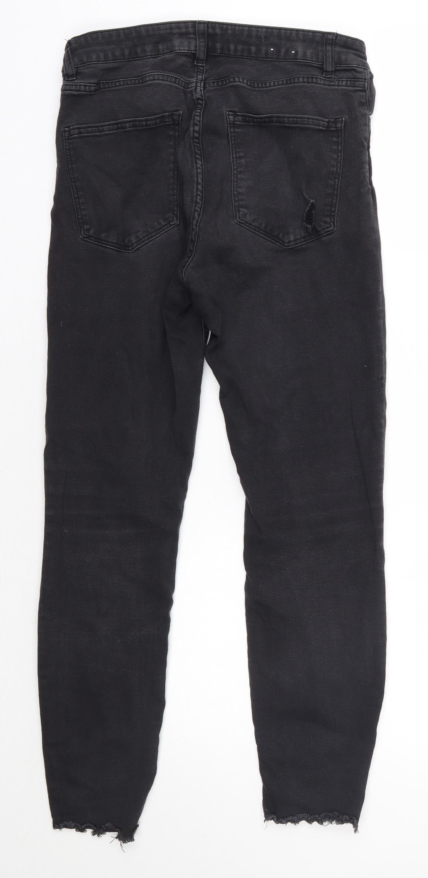 H&M Womens Black  Cotton Skinny Jeans Size 12 L26 in Regular