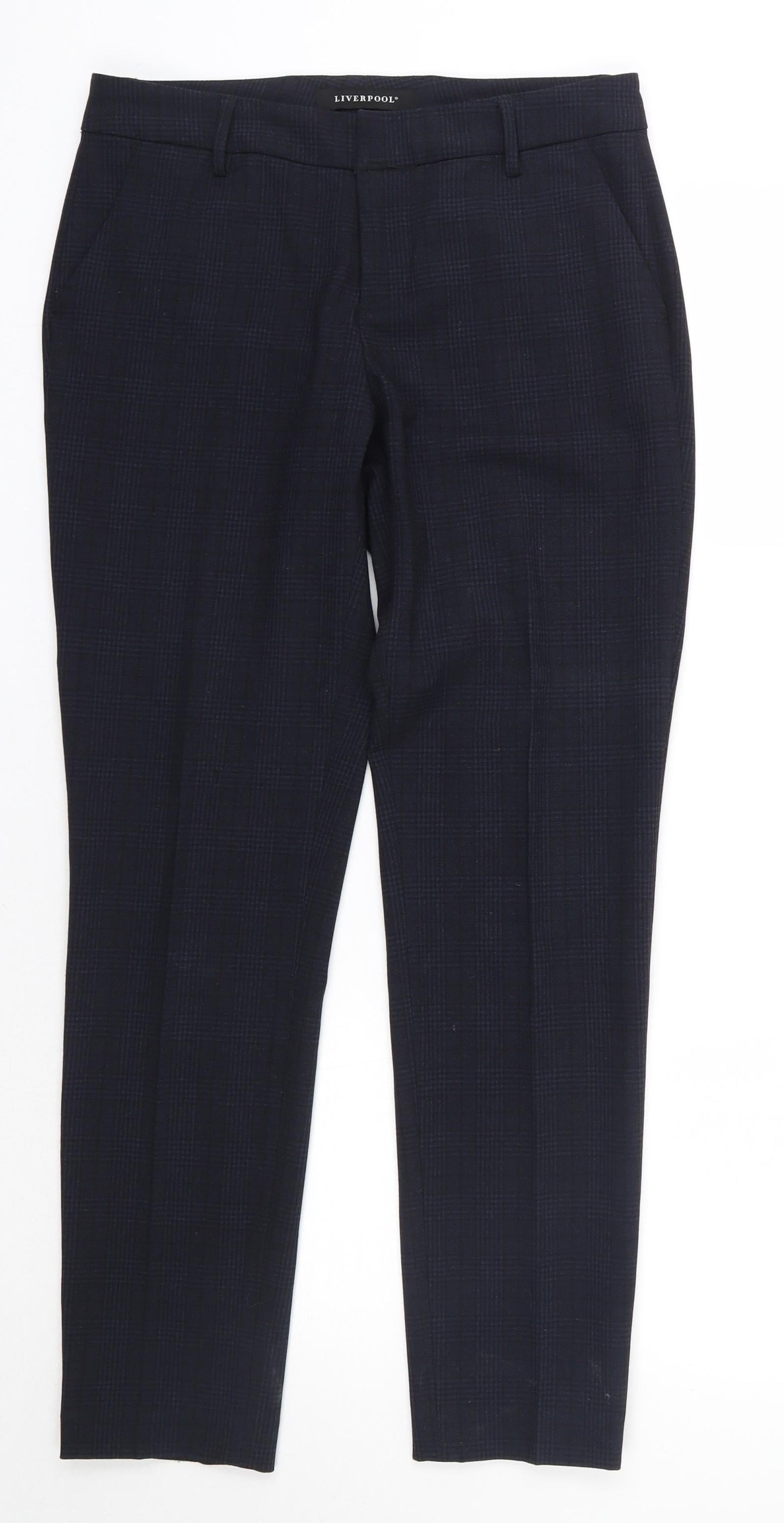 Liverpool Womens Blue Check Cotton Dress Pants Trousers Size 32 in L30 in Regular