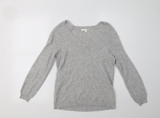 See U Soon Womens Grey V-Neck   Pullover Jumper Size S