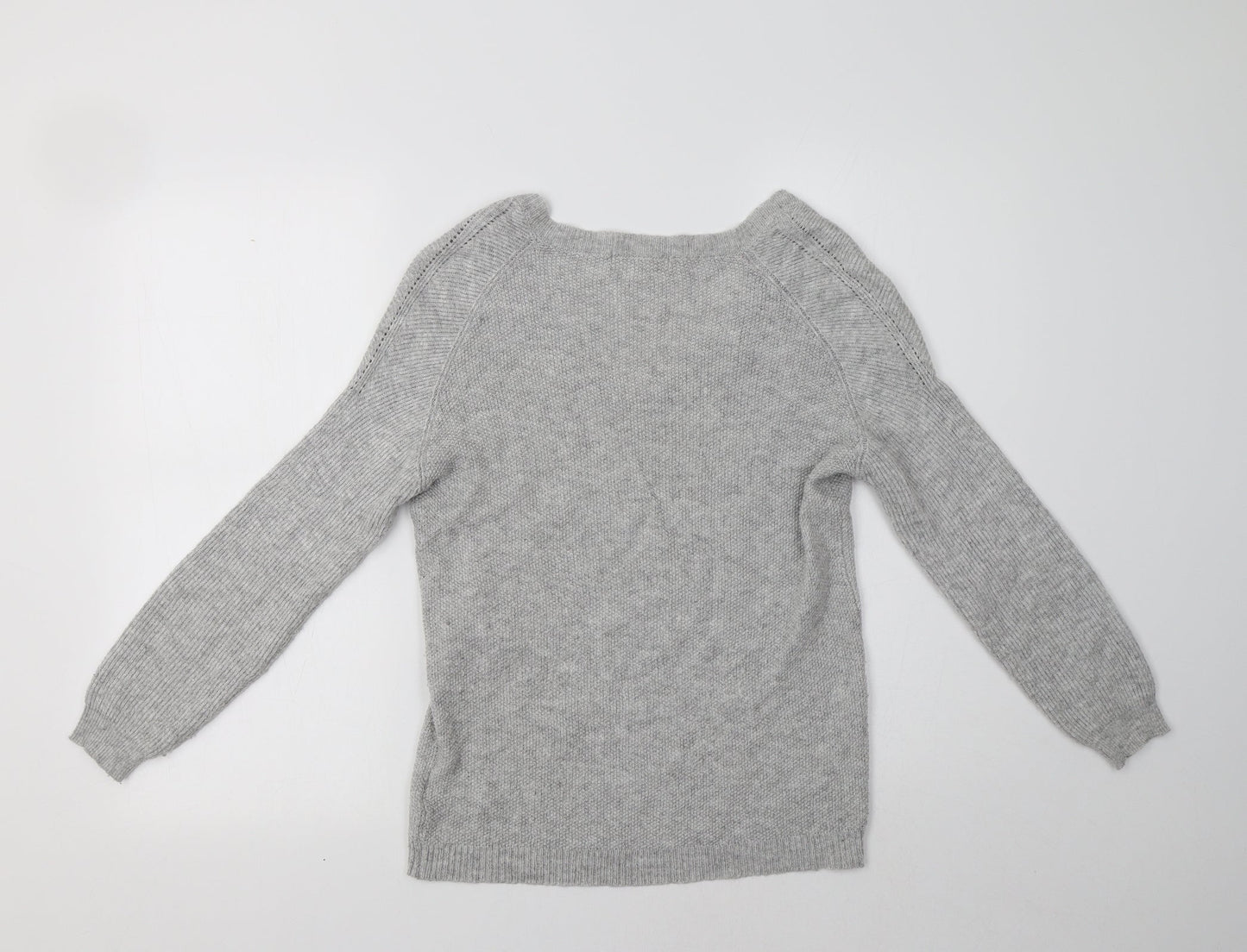 See U Soon Womens Grey V-Neck   Pullover Jumper Size S