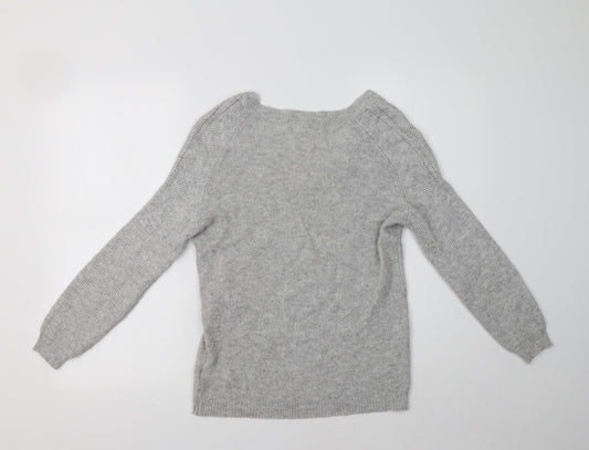 See U Soon Womens Grey V-Neck   Pullover Jumper Size S