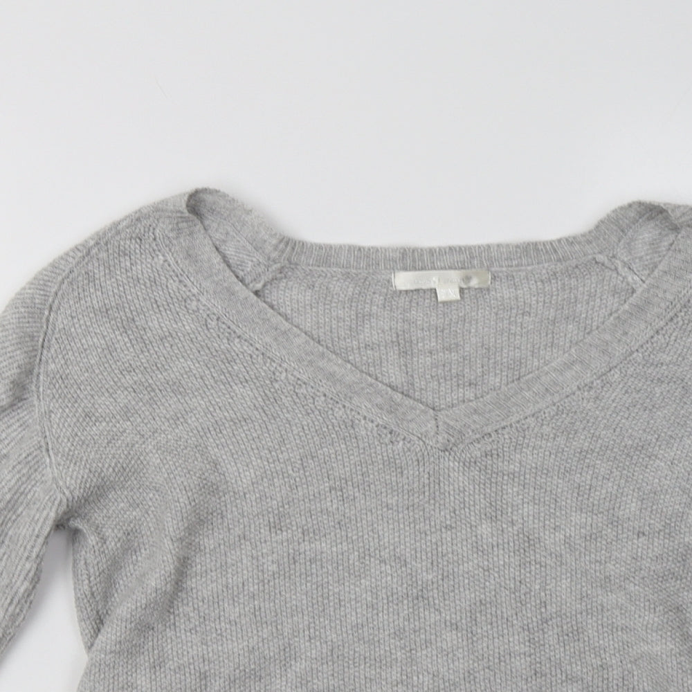 See U Soon Womens Grey V-Neck   Pullover Jumper Size S