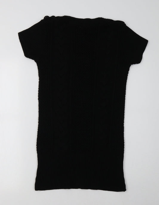 PRODIGY Womens Black Boat Neck  Acrylic Tunic Jumper Size M