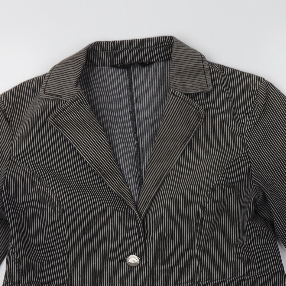 Dorothy Perkins Womens Grey Striped  Jacket Blazer Size 12
