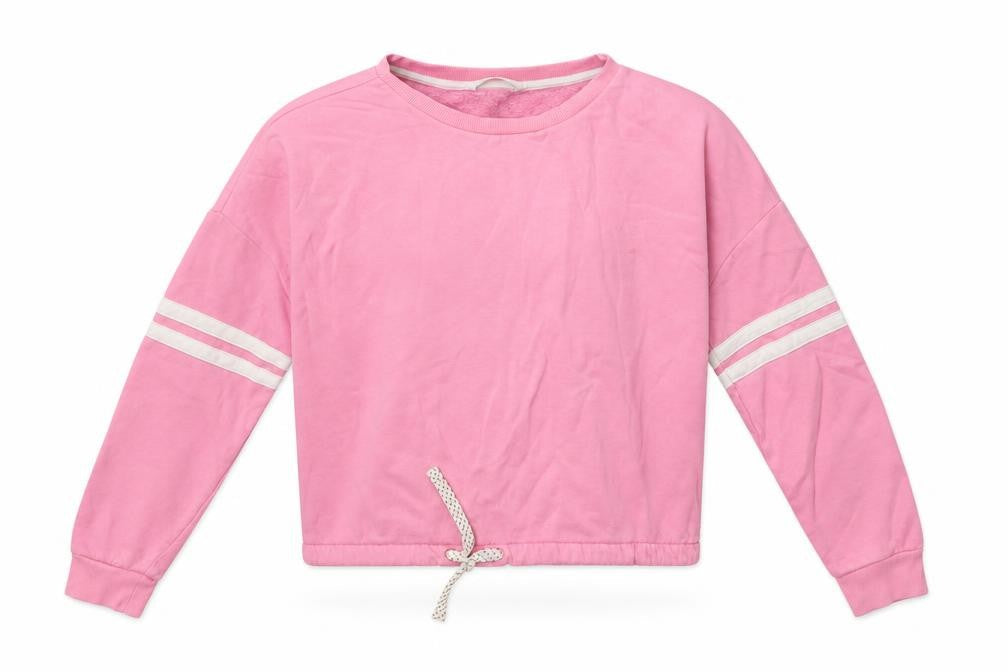 M&S Girls Pink Striped Cotton Pullover Sweatshirt Size 12-13 Years