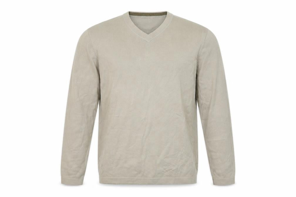 M&S Mens Beige V-Neck  Cotton Pullover Jumper Size M