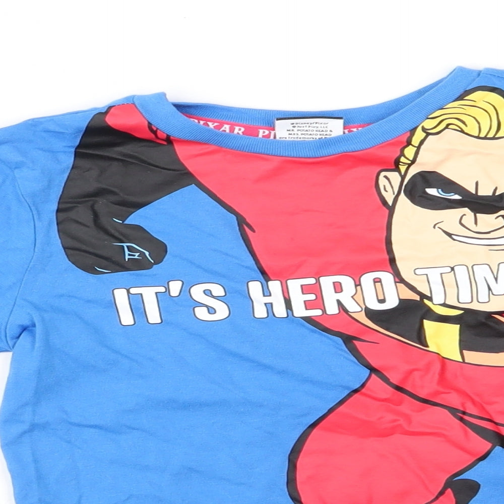 Disney Pixar Boys Blue Solid Cotton  Pyjama Top Size 4-5 Years   - It's Hero Time