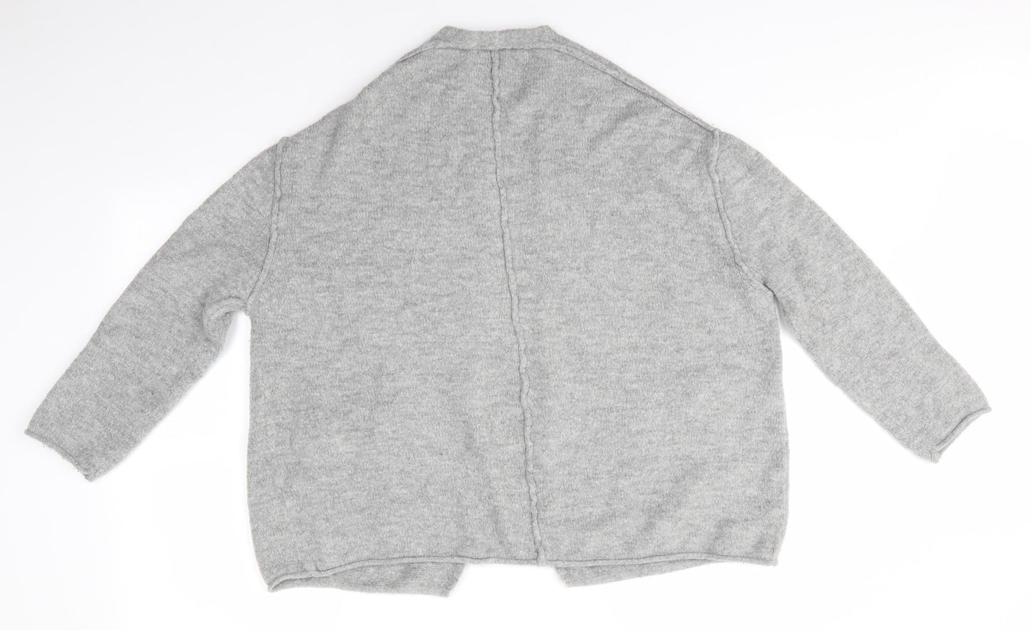 Pull & Bear Womens Grey V-Neck  Acrylic Cardigan Jumper Size S   - Raised seams