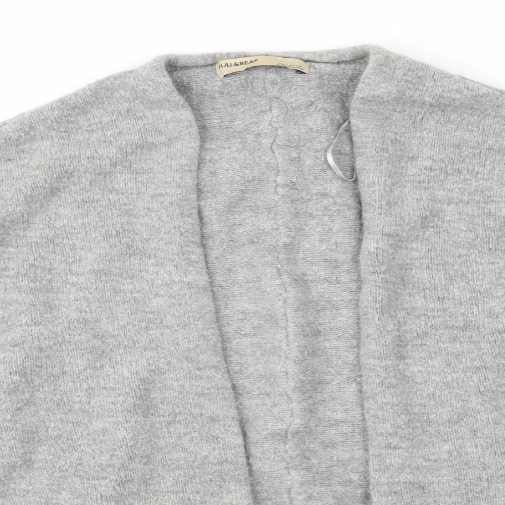Pull & Bear Womens Grey V-Neck  Acrylic Cardigan Jumper Size S   - Raised seams