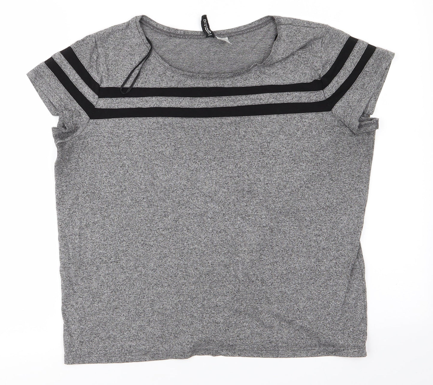 Divided Womens Grey  Viscose Basic T-Shirt Size M Round Neck - Grey Black mix 2 Black Stripes on chest and arms