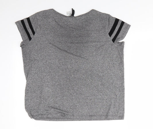 Divided Womens Grey  Viscose Basic T-Shirt Size M Round Neck - Grey Black mix 2 Black Stripes on chest and arms
