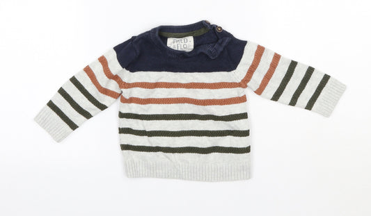 Fred & Flo Baby Multicoloured  100% Cotton Pullover Jumper Size 3-6 Months