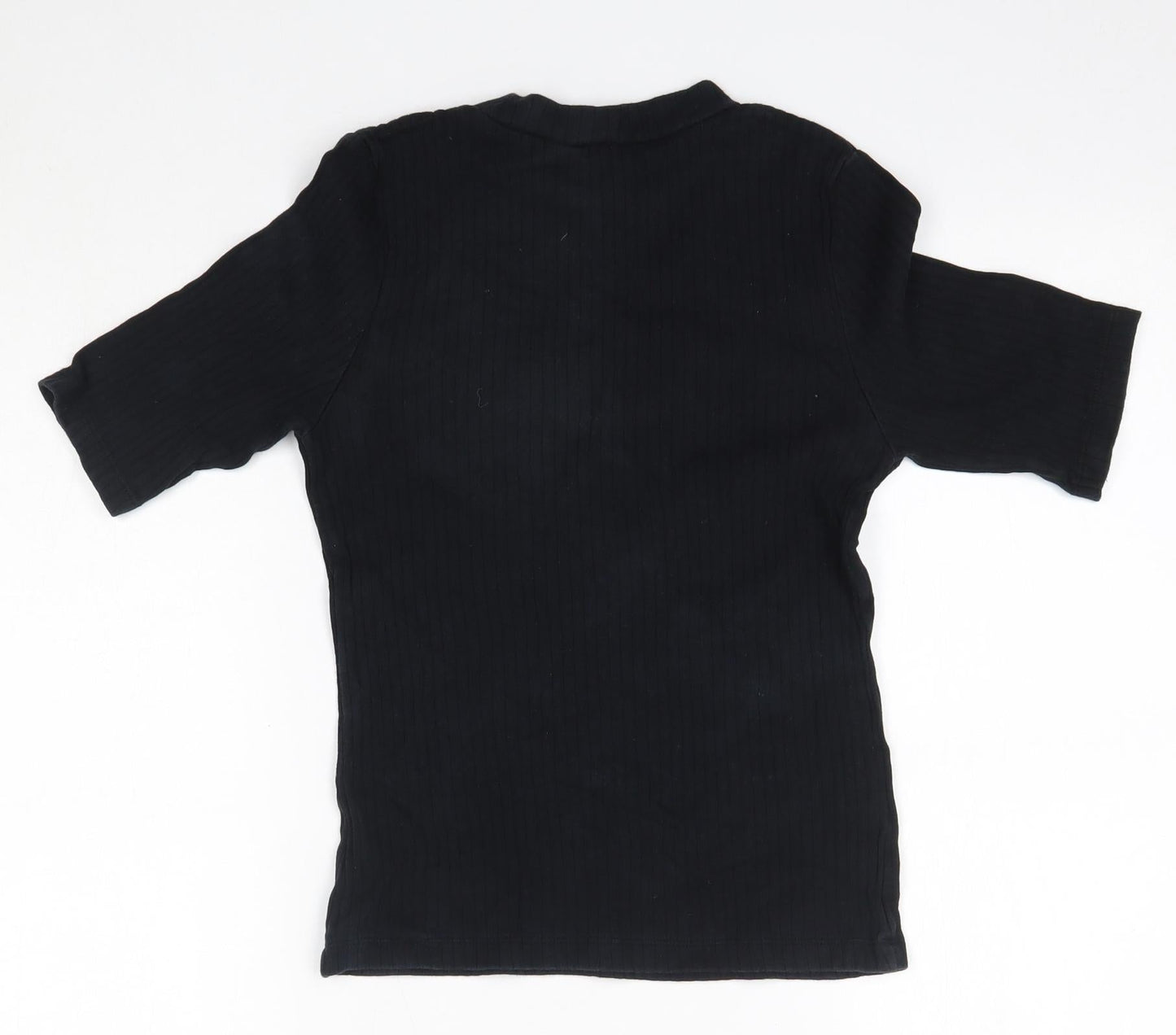 New Look Womens Black  100% Cotton Basic Blouse Size 10 Round Neck