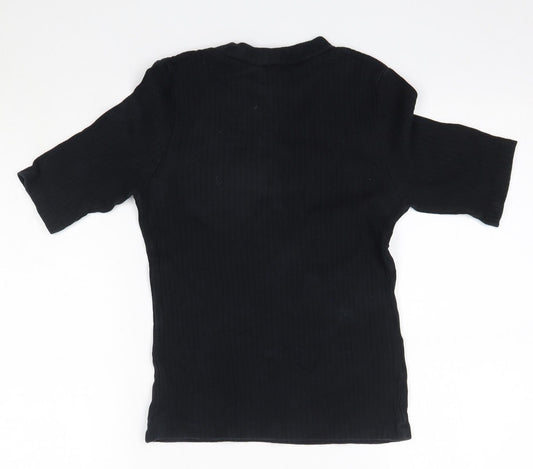 New Look Womens Black  100% Cotton Basic Blouse Size 10 Round Neck