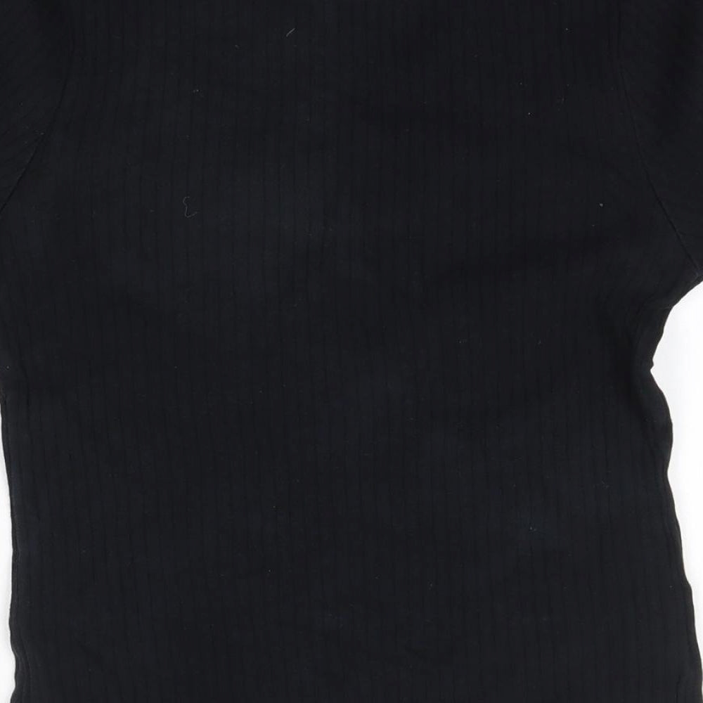 New Look Womens Black  100% Cotton Basic Blouse Size 10 Round Neck