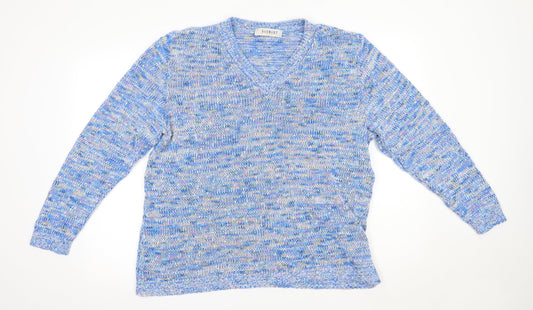 Charmant Womens Blue V-Neck  Acrylic Pullover Jumper Size L