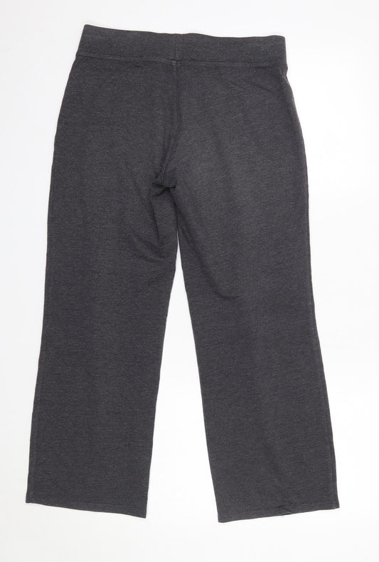 M&S Womens Grey  Cotton Dress Pants Trousers Size 10 L26 in Regular  - Short