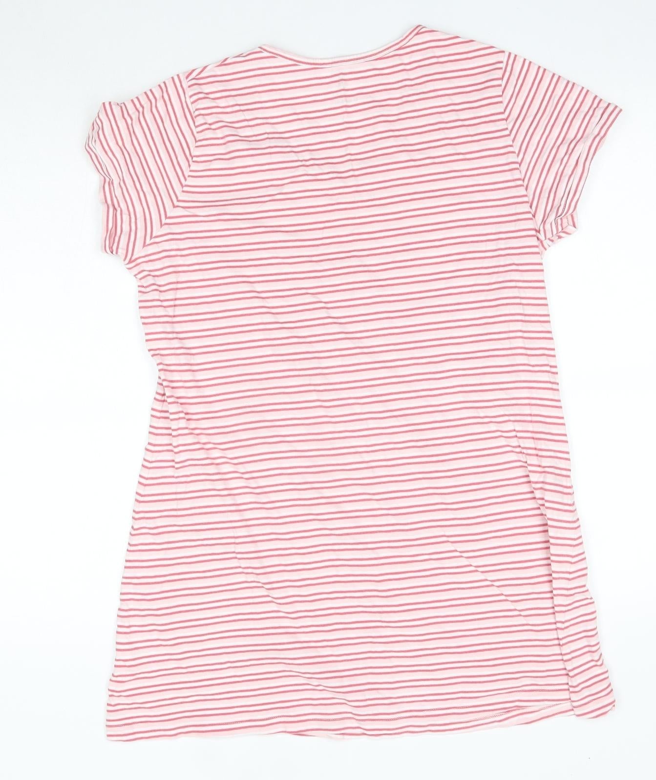 Matalan Womens Pink Striped 100% Cotton Top Pyjama Top Size M