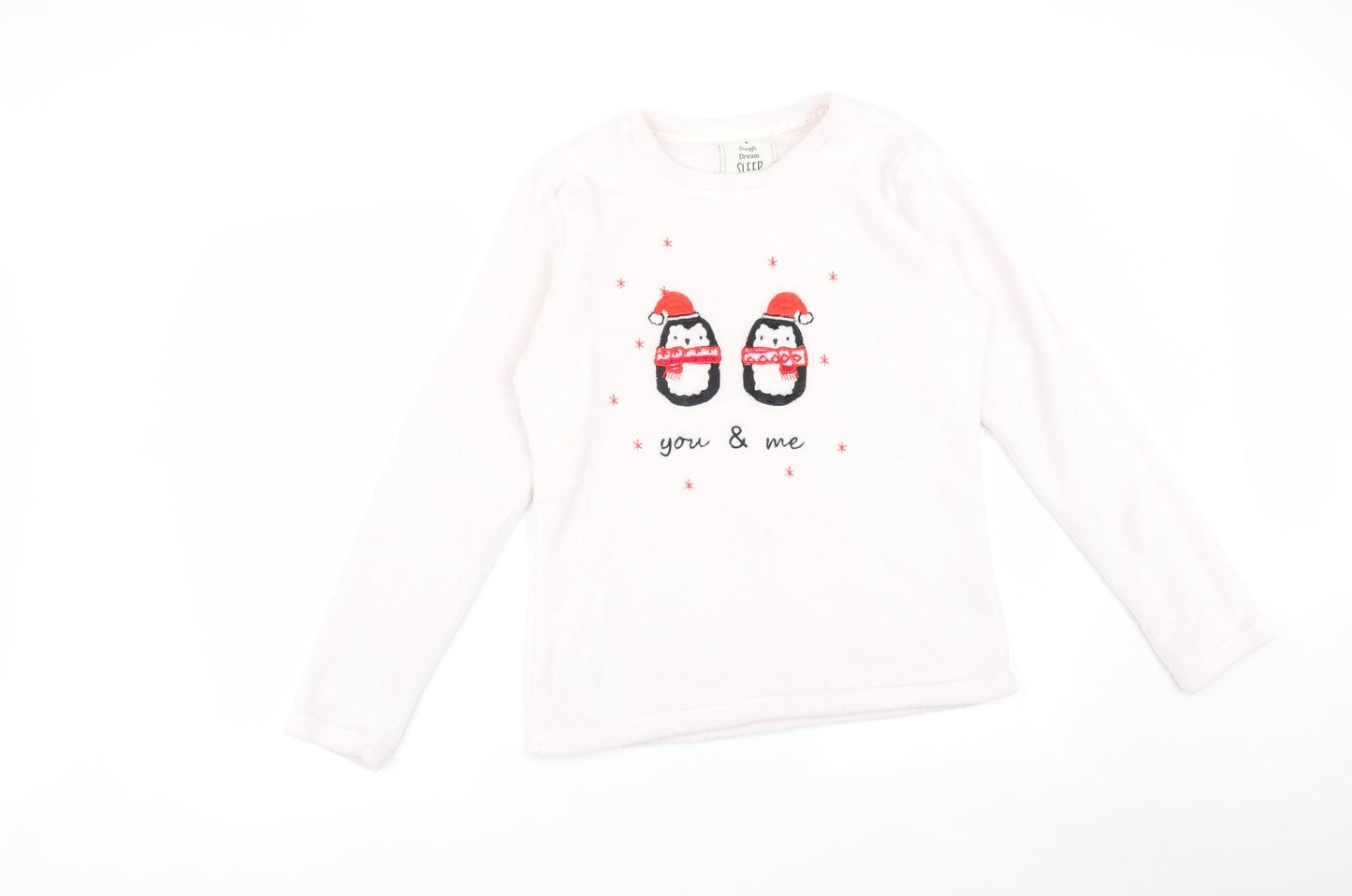 Matalan Womens Pink Solid Polyester  Pyjama Top Size S   - YOU & ME PENGUINS