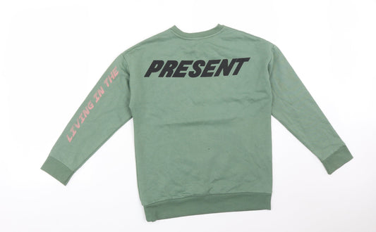 George Girls Green Polyester Pullover Sweatshirt Size S - CAUGHT IN THE MOMENT LIVING IN THE PRESENT