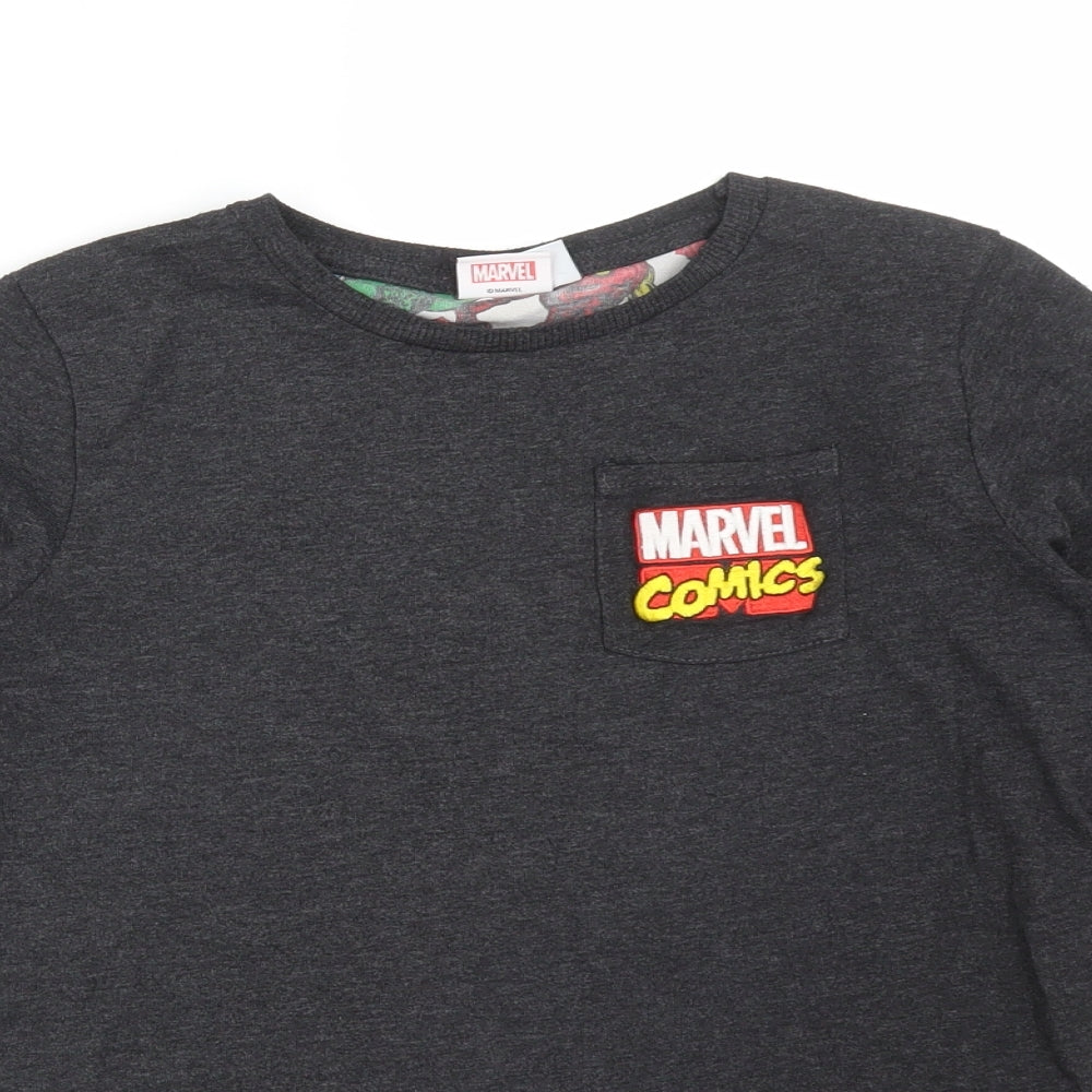 Marvel Comics Boys Grey  Cotton Basic T-Shirt Size 9-10 Years Crew Neck  - MARVEL COMICS