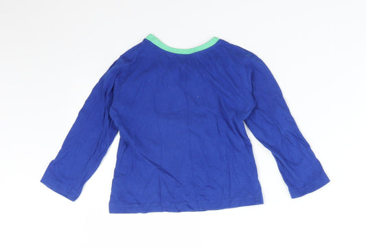 B&M Boys Blue  Cotton Basic T-Shirt Size 3-4 Years Crew Neck  - DINO DUDE