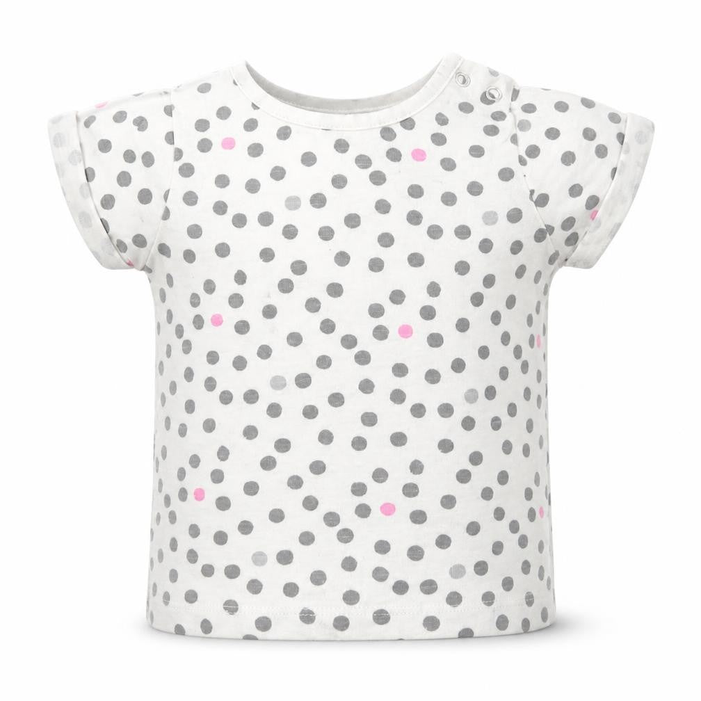 NEXT Girls White Spotted Cotton Basic T-Shirt Size 6-9 Months Crew Neck