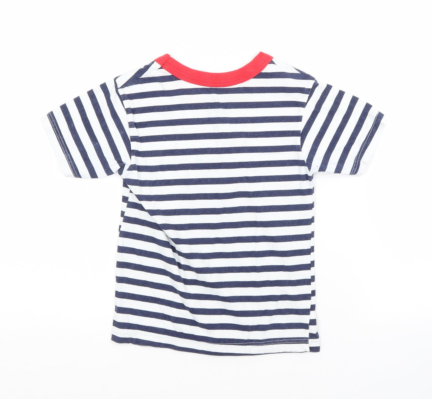 Preworn Boys Multicoloured Striped  Basic T-Shirt  Crew Neck