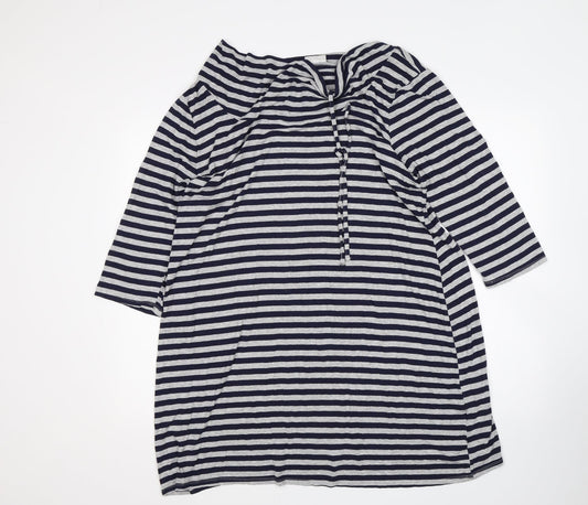 Roman Womens Multicoloured Striped Viscose T-Shirt Dress  Size L  Boat Neck