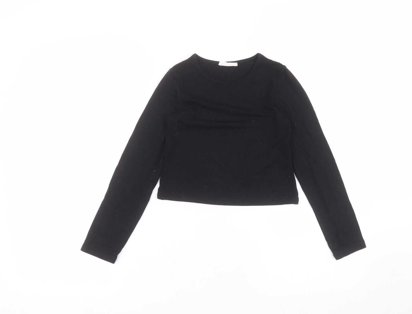 Primark Girls Black  Polyester Basic T-Shirt Size 8-9 Years Round Neck