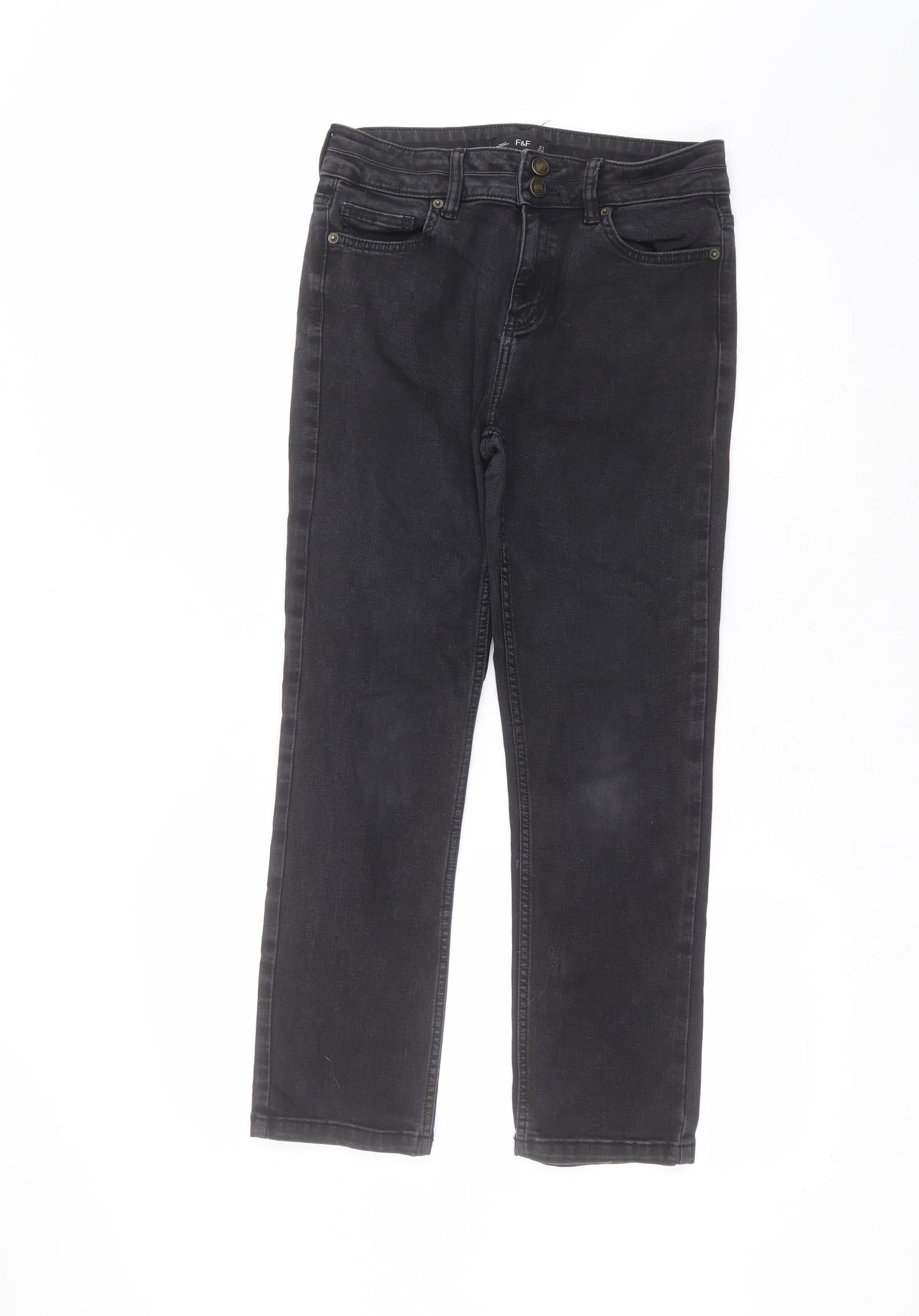 F&F Womens Black  Cotton Skinny Jeans Size 10 L27 in Regular
