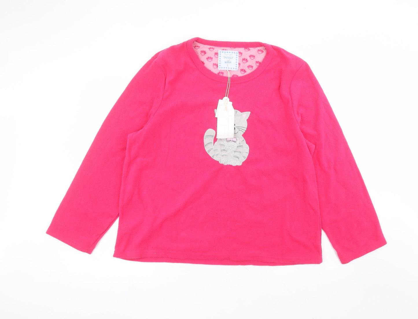 Snuggly and warm Womens Pink Round Neck  Polyester Pullover Jumper Size L
