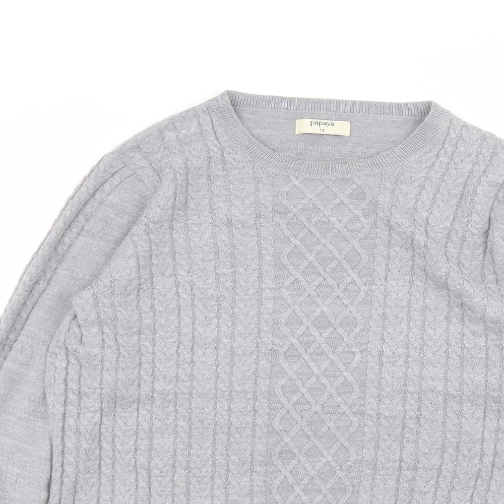 Matalan Womens Grey Round Neck  Acrylic Pullover Jumper Size 12