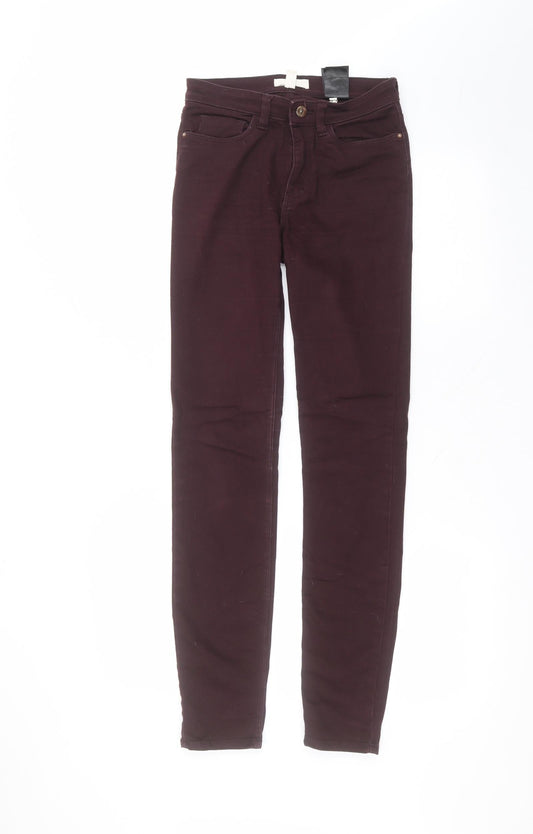 H&M Womens Red  Cotton Skinny Jeans Size 6 L30 in Regular