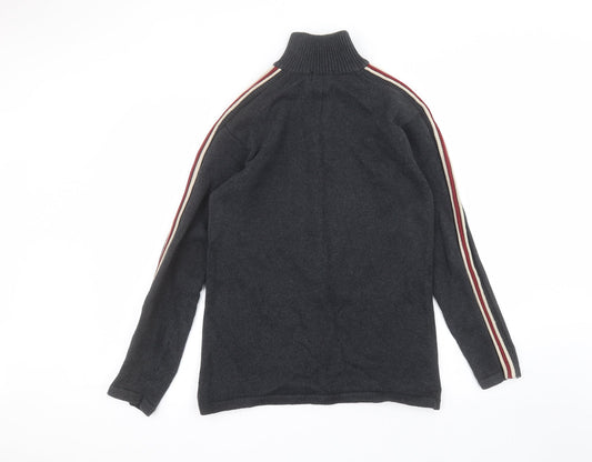 Lee Cooper Mens Black Round Neck  Cotton Full Zip Jumper Size M