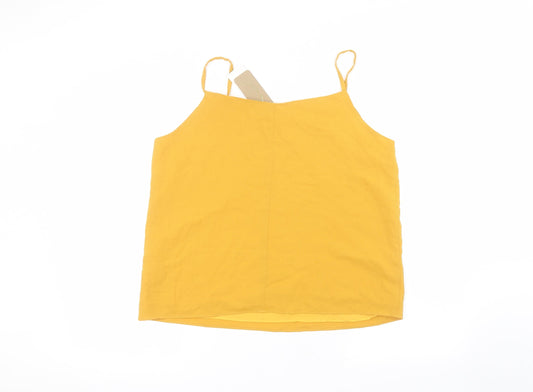 Remesh Womens Yellow  Polyester Basic Blouse Size 2XL Round Neck