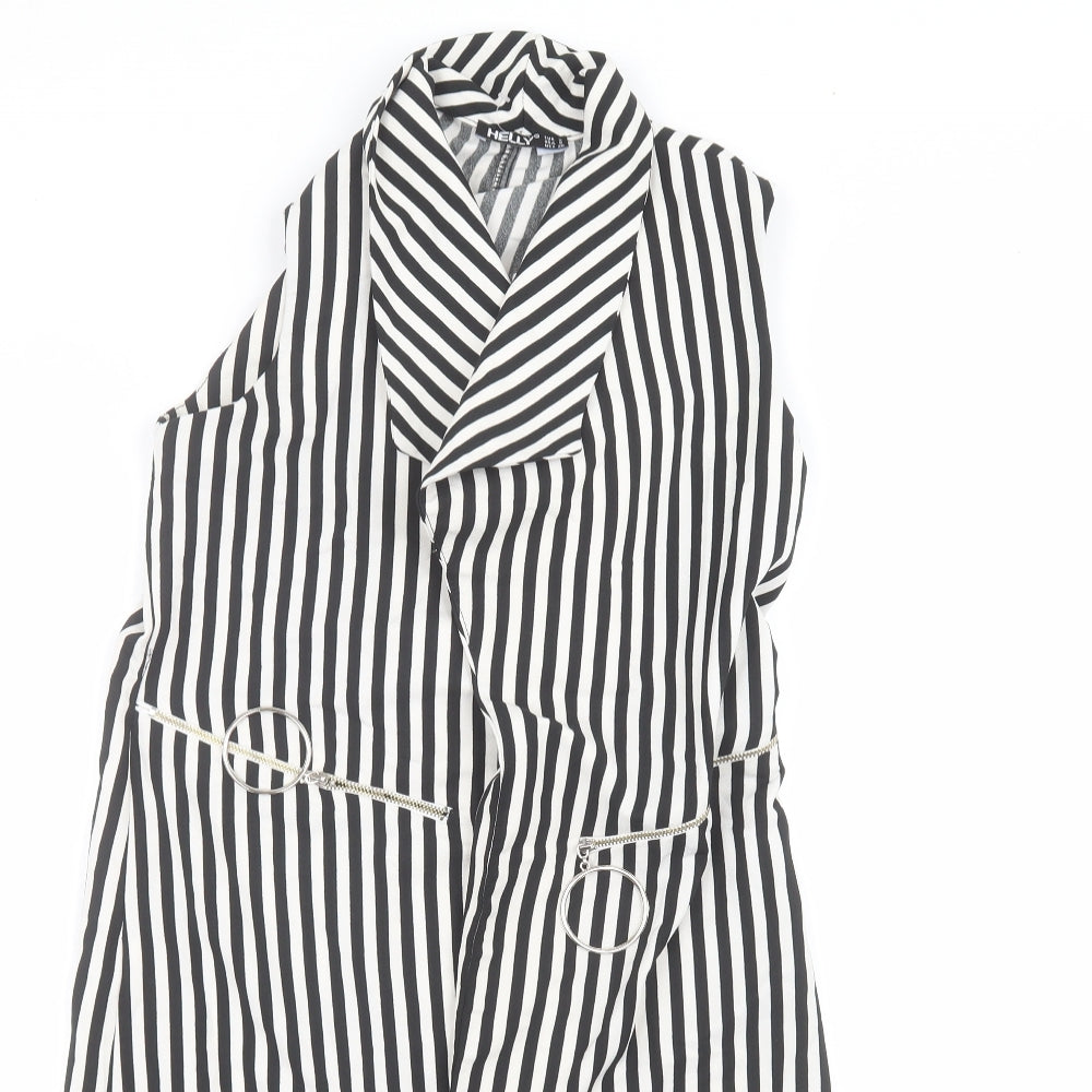Helly Womens White Striped Polyester A-Line  Size S  Collared