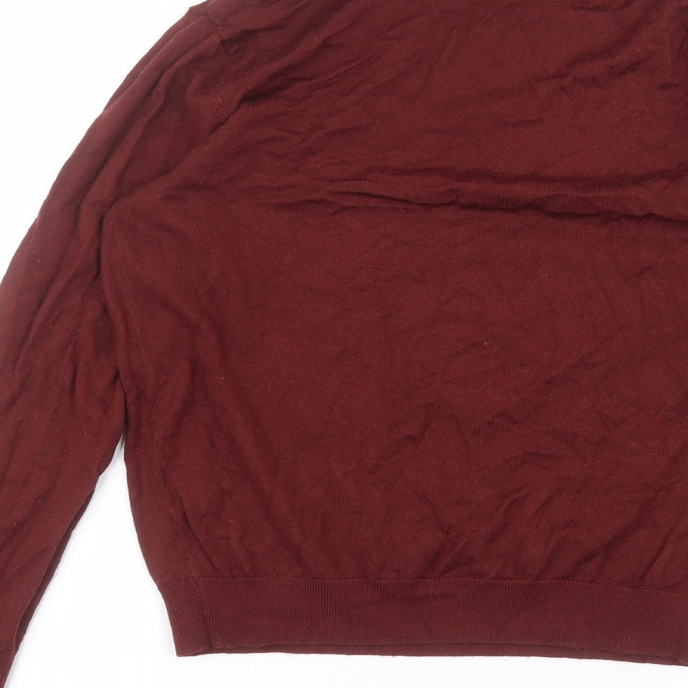 konzen Womens Red  Acrylic Basic T-Shirt Size L Roll Neck