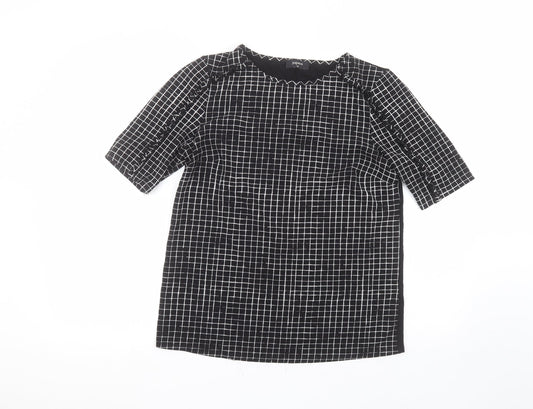 Matalan Womens Black  Polyester Basic T-Shirt Size 10 Round Neck